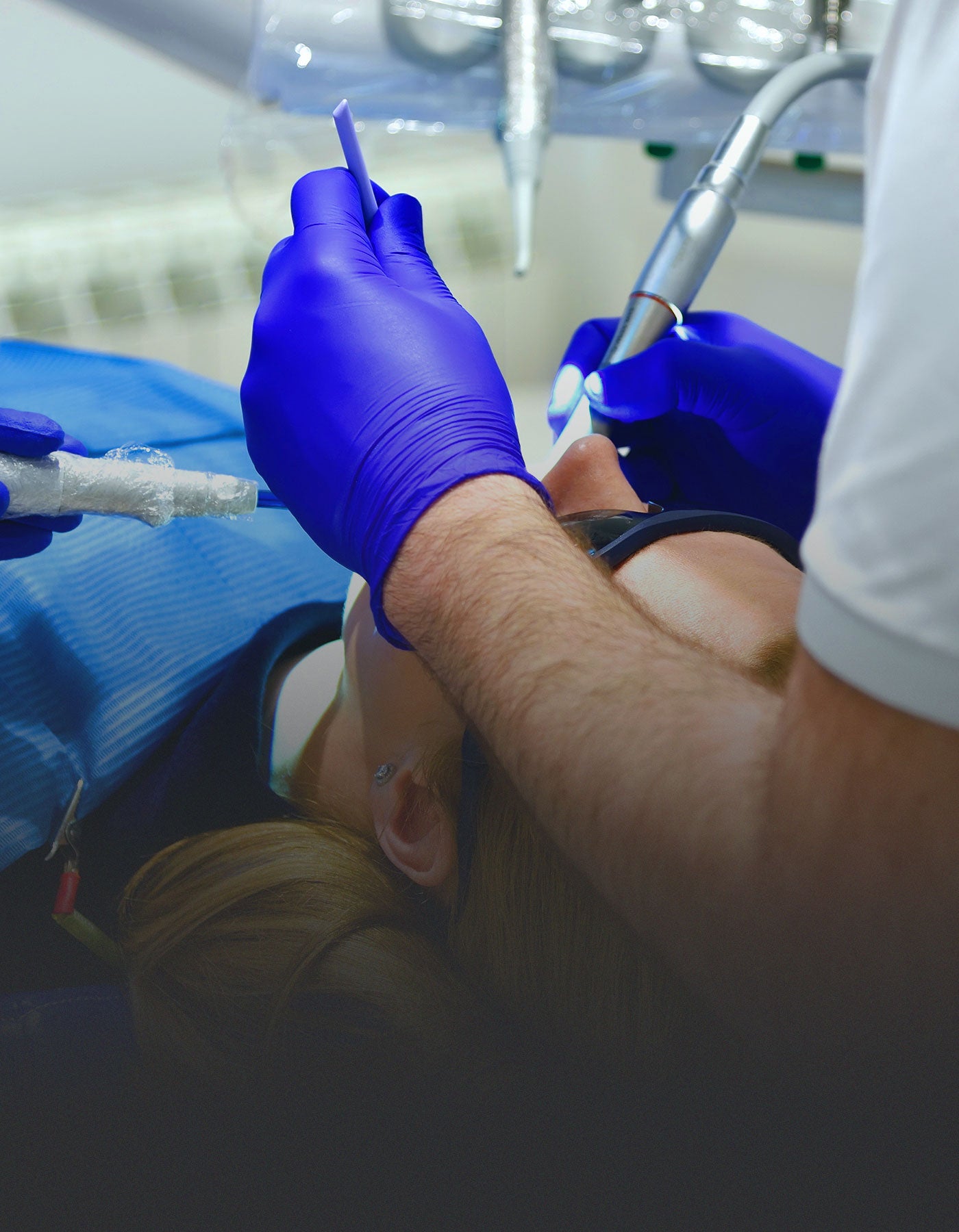 Patient having oral surgery treatment