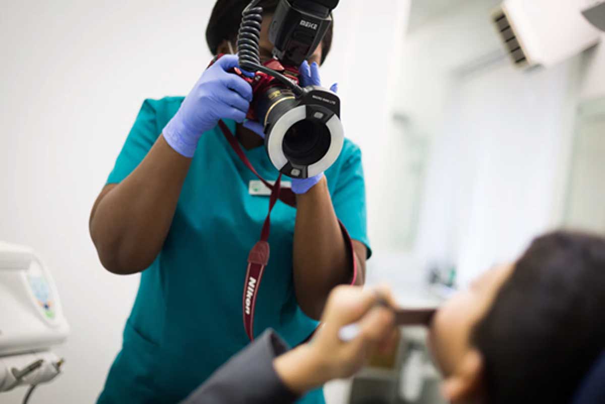 Patient at initial orthodontic appointment