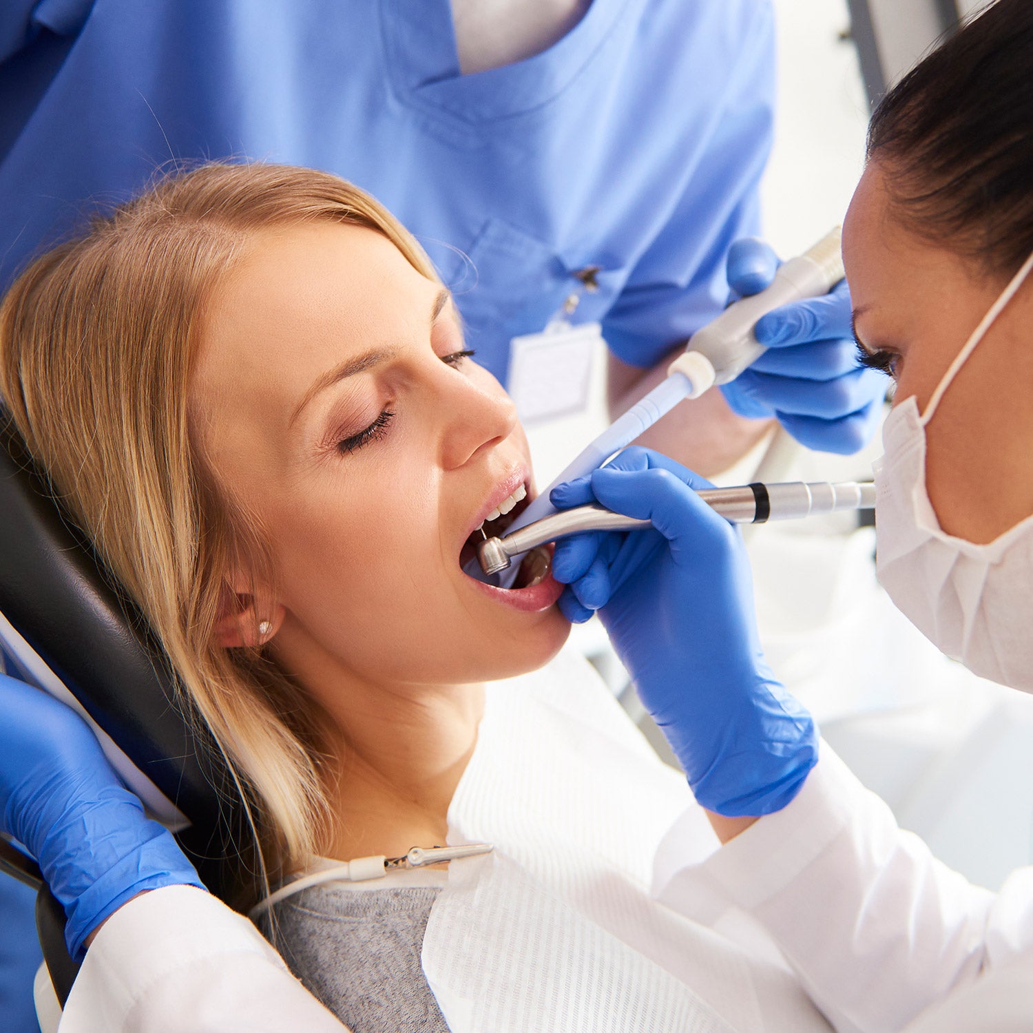 A patient having a dental filling